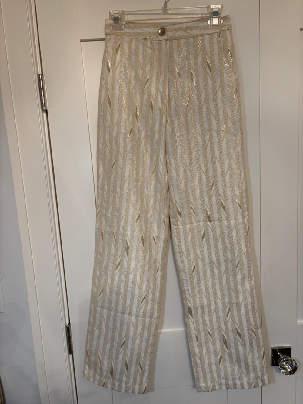 Porridge Dottery Cream Pants with Gold Threading. Size 2